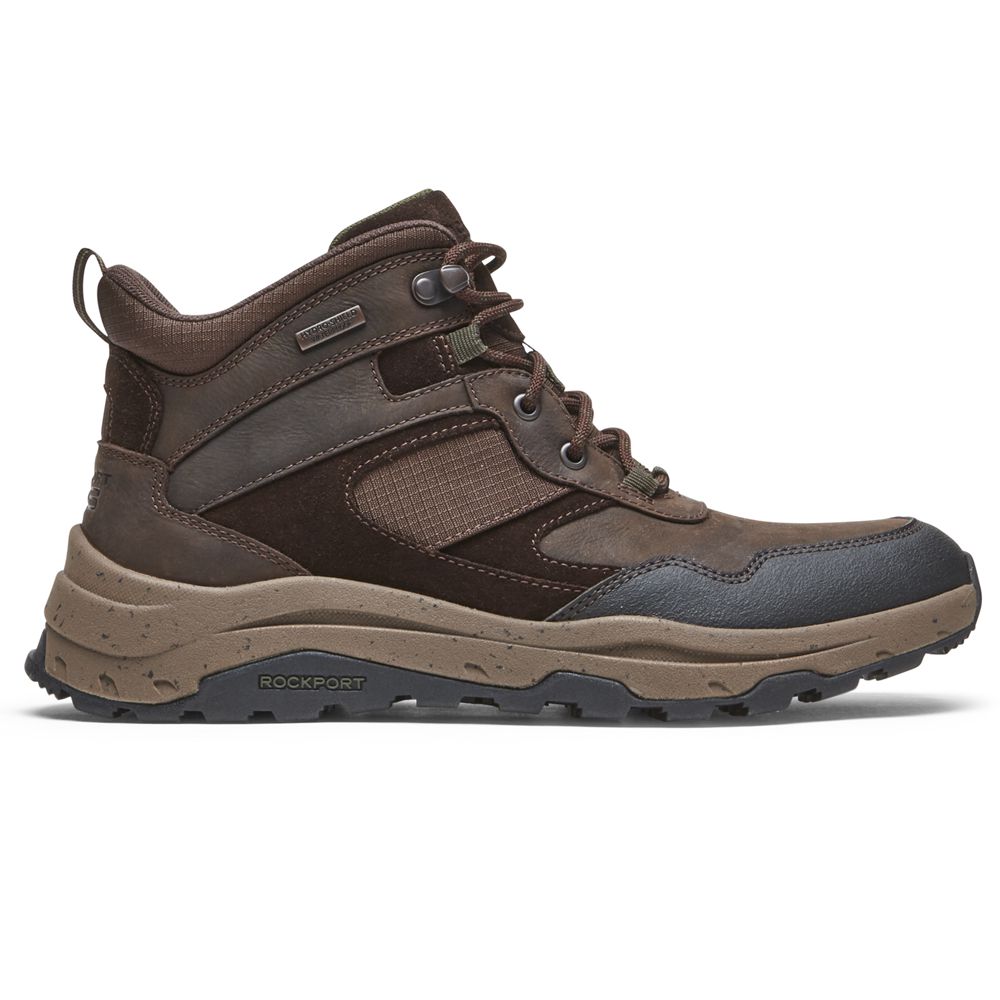 Stivali Rockport Uomo - Xcs Pathway Mid Waterproof - Marroni Scuro - NHCYEGX-19